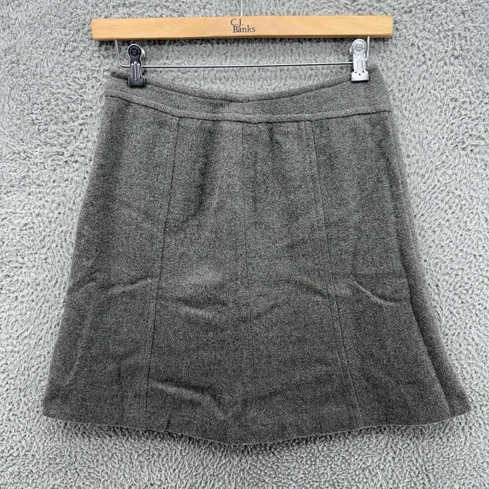 Chadwick's Skirt Women's 6P Gray Aline Lined Wool Blend‎ Career Side Zip Mini